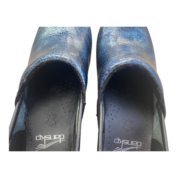DANSKO Professional Metallic Blue Crackle Clogs EU 35 US 5 Nurse Work Shoe - Picture 16 of 16